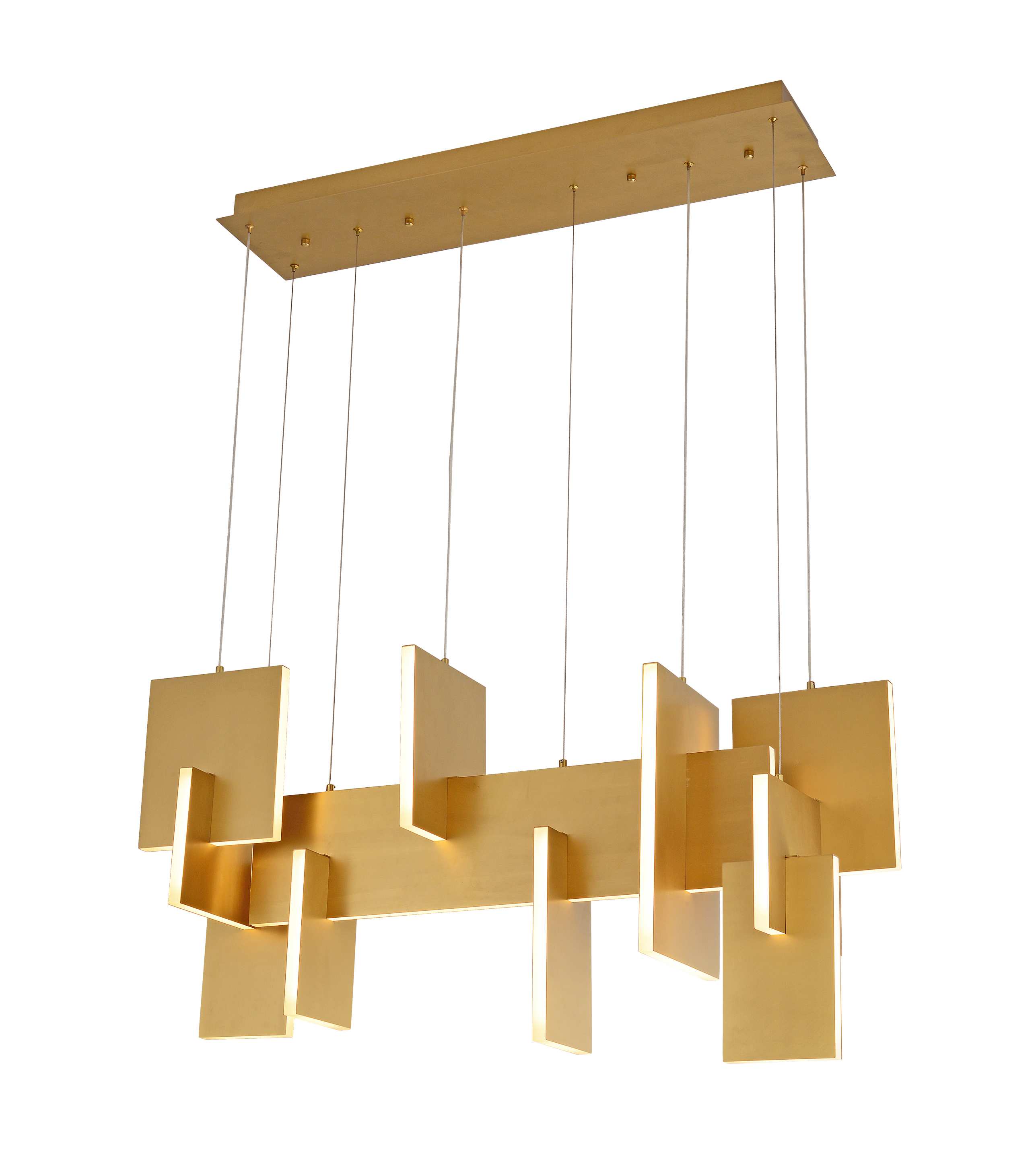 Arany geometrikus paneles lineáris csillár