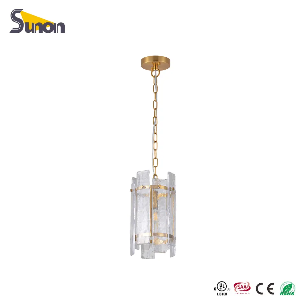 1 Light Textured Glass Cylinder Modern Pendant Light