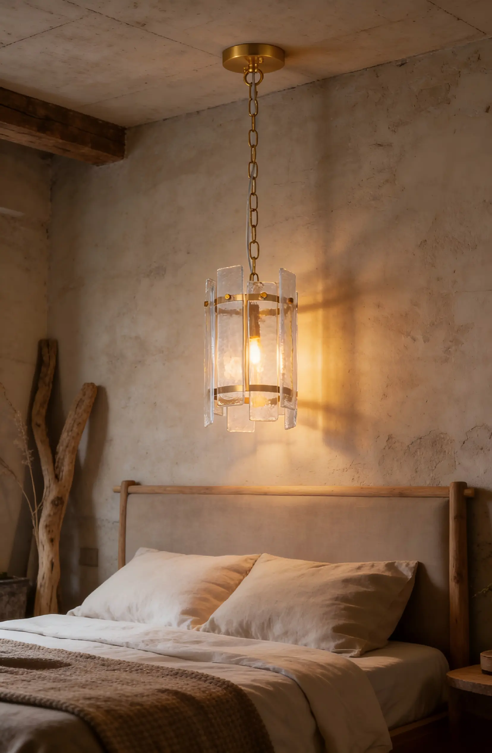 1 Light Textured Glass Cylinder Modern Pendant Light