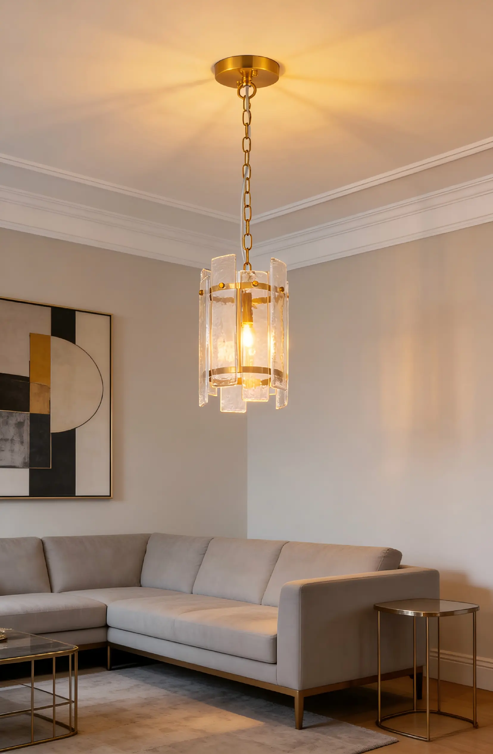 1 Light Textured Glass Cylinder Modern Pendant Light