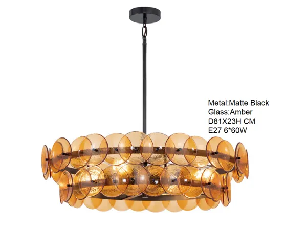 Mid Century Glass Disc Chandelier
