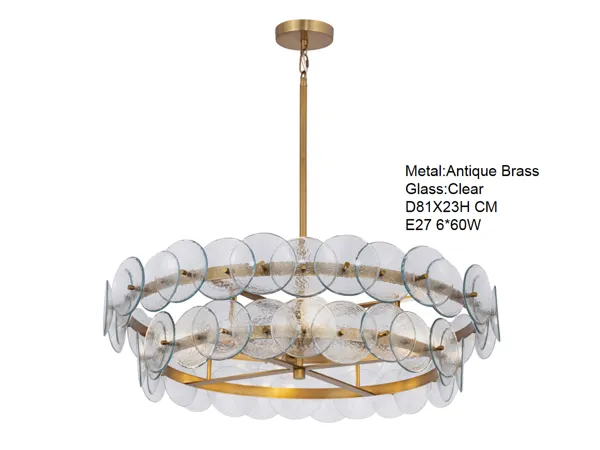 Mid Century Glass Disc Chandelier